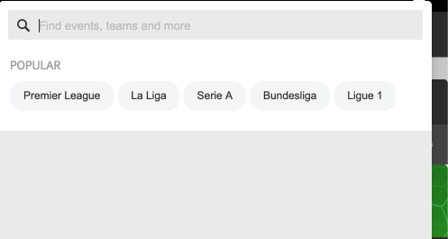 A search field from Betway with suggested searches underneath.