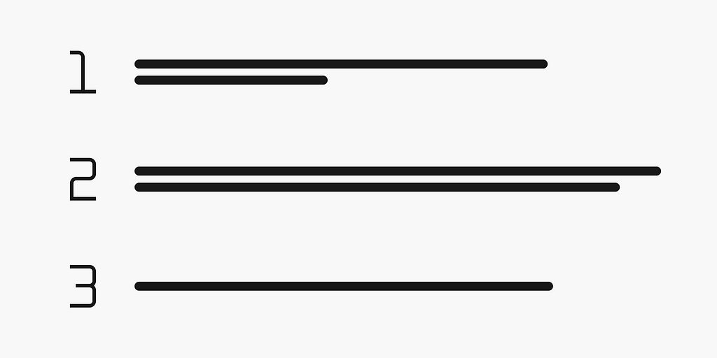 A list numbered 1 to 3 with blank lines next to each number, indicating placeholders for text.