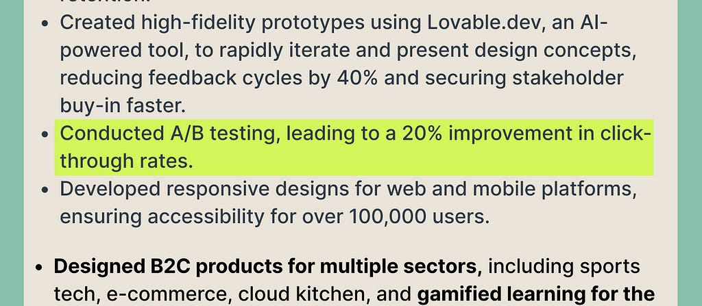 Product Designer CV optimization