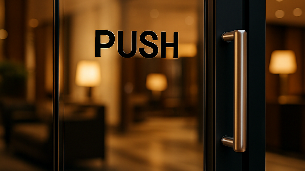 When a device as simple as a door has to come with an instruction manual — even a one-word manual — then it is a failure, poorly designed.