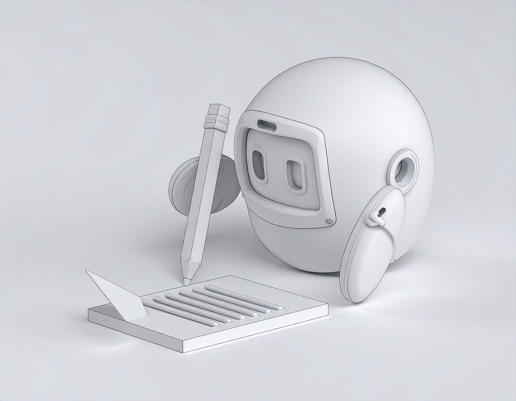 A bot doing work with a pencil paper